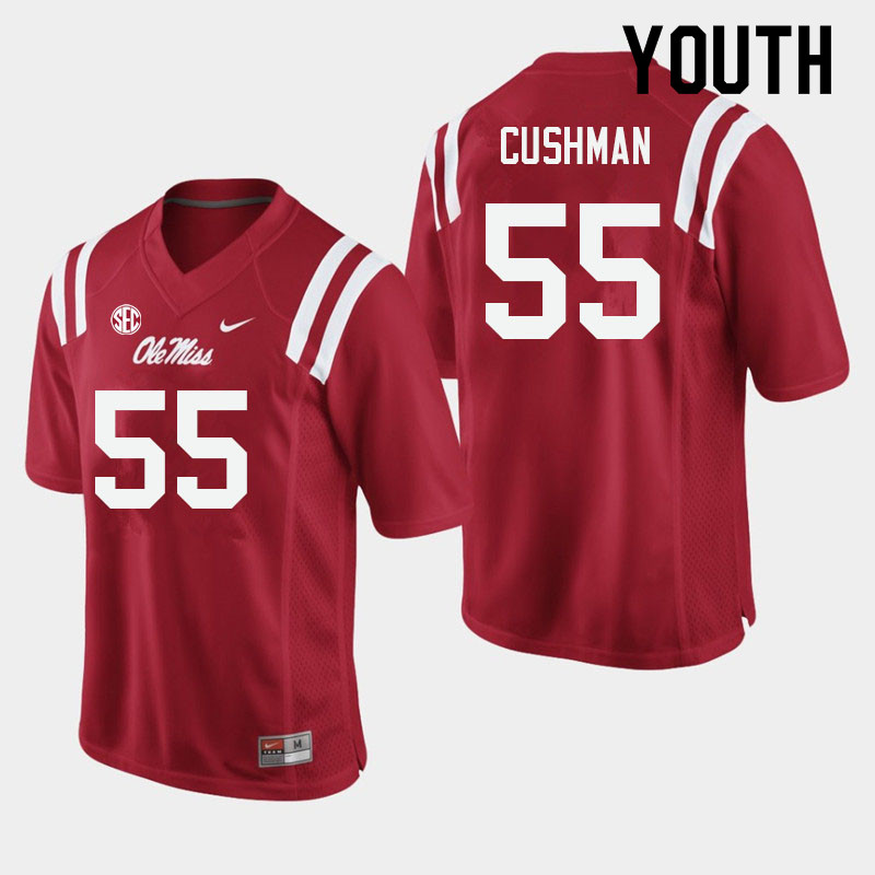 Youth #55 Preston Cushman Ole Miss Rebels College Football Jerseys Sale-Red